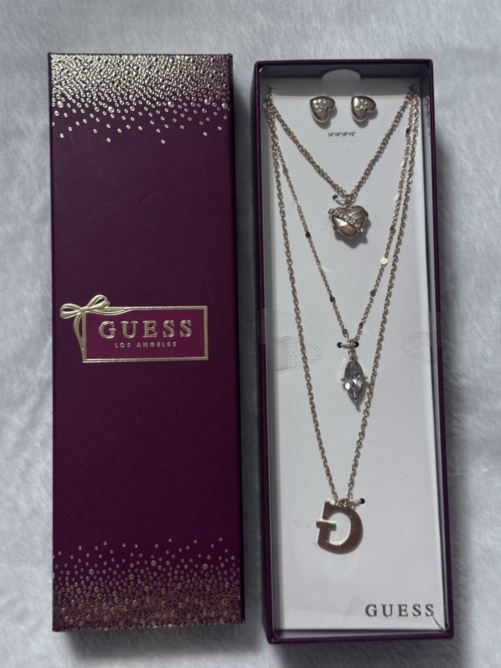 GUESS Gold-Tone Layered Necklace Set with Heart & 'G' Pendants